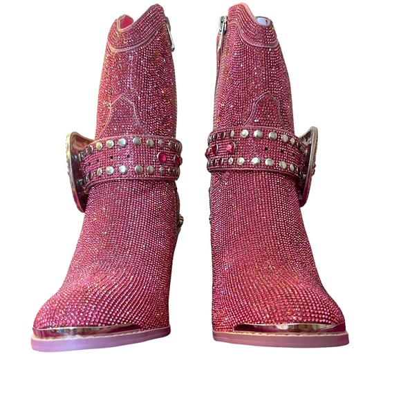 Club Exx Pink Rhinestone Sheriff Shine Cowboy Boots, Women’s 9 - Picture 3 of 10
